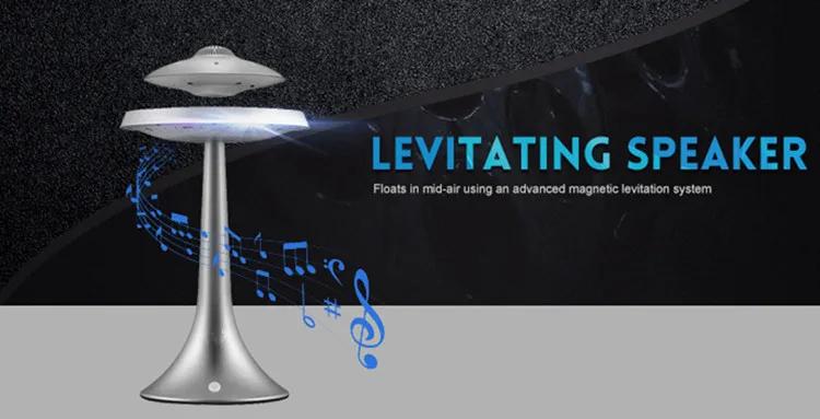 The image shows a poster with text and music symbols, a light on the left side, and a wall in the background. The text on the poster reads "levitating floats in mid-air using an advanced magnetic levitation system," suggesting that the light is levitating and floating in the air, allowing for a more immersive experience.