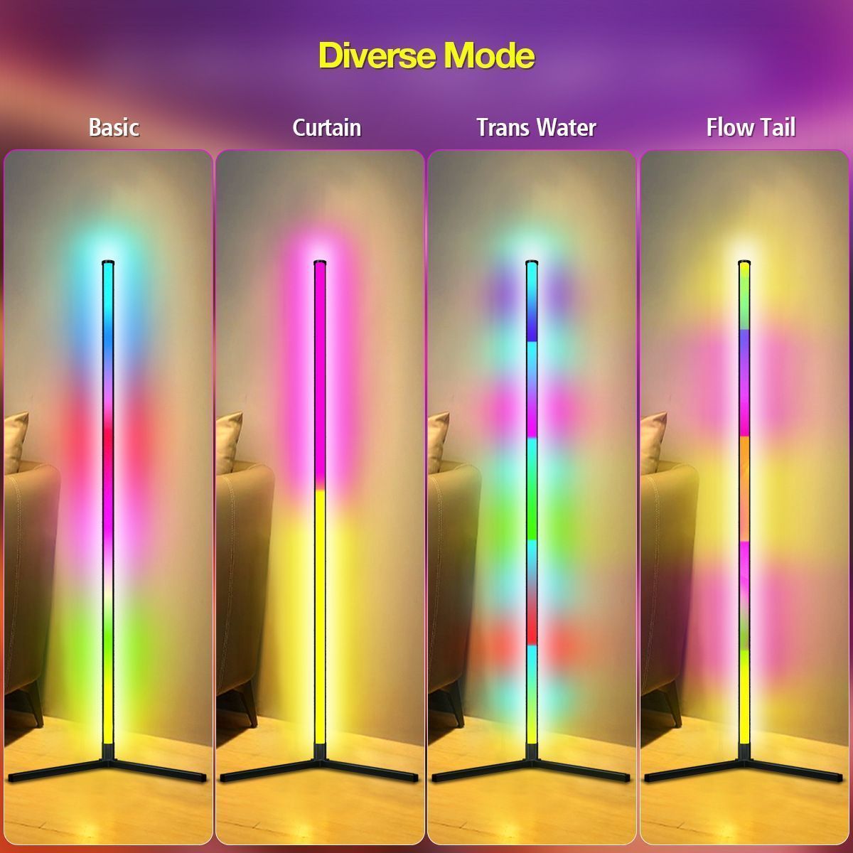 24 Key Bluetooth Magic Floor Lamp Bedroom Living Room Magic Color RGB Atmosphere Floor Lamp Live Corner Lamp LED