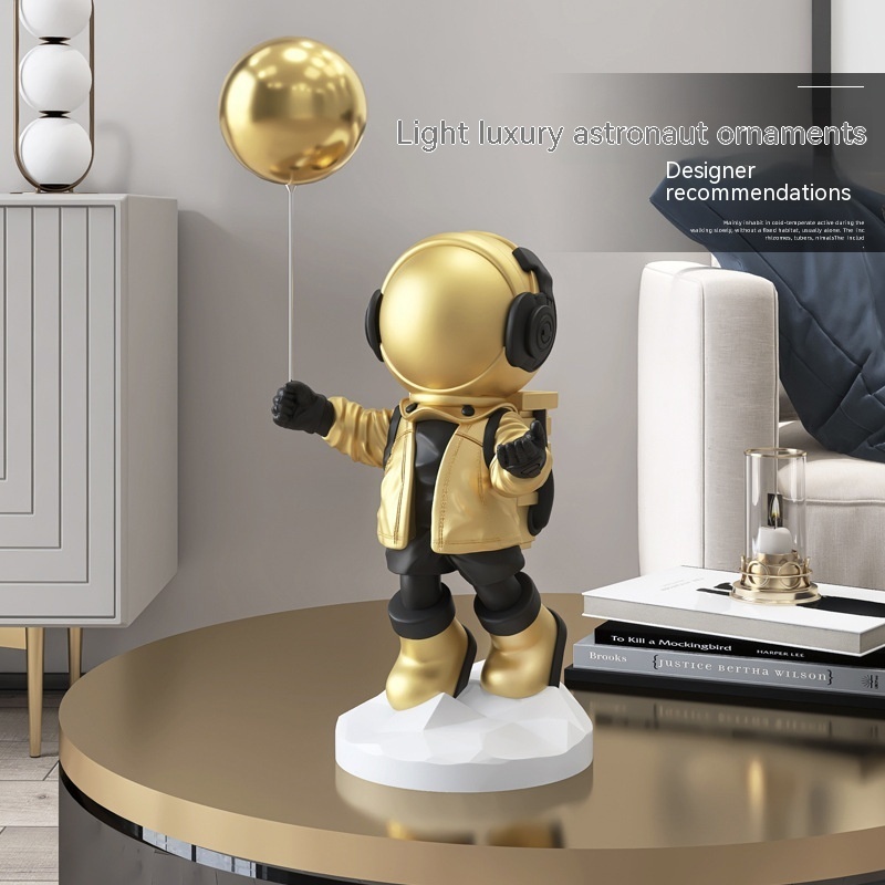 Light Luxury Nordic Astronaut Statue With Balloon Living Room Decoration Home Ornament Spaceman Birthday Gift TV Cabinet Hallway Wine Cabinet Desk