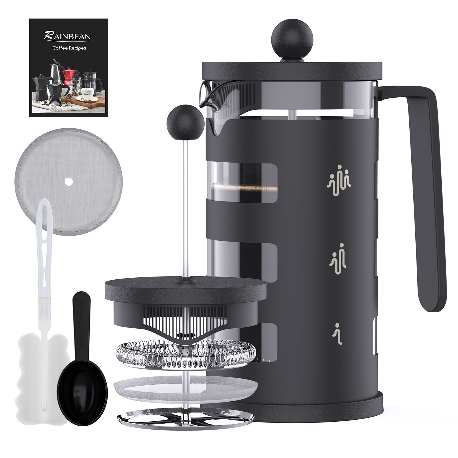 RAINBEAN French Press Coffee Maker with Borosilicate Glass