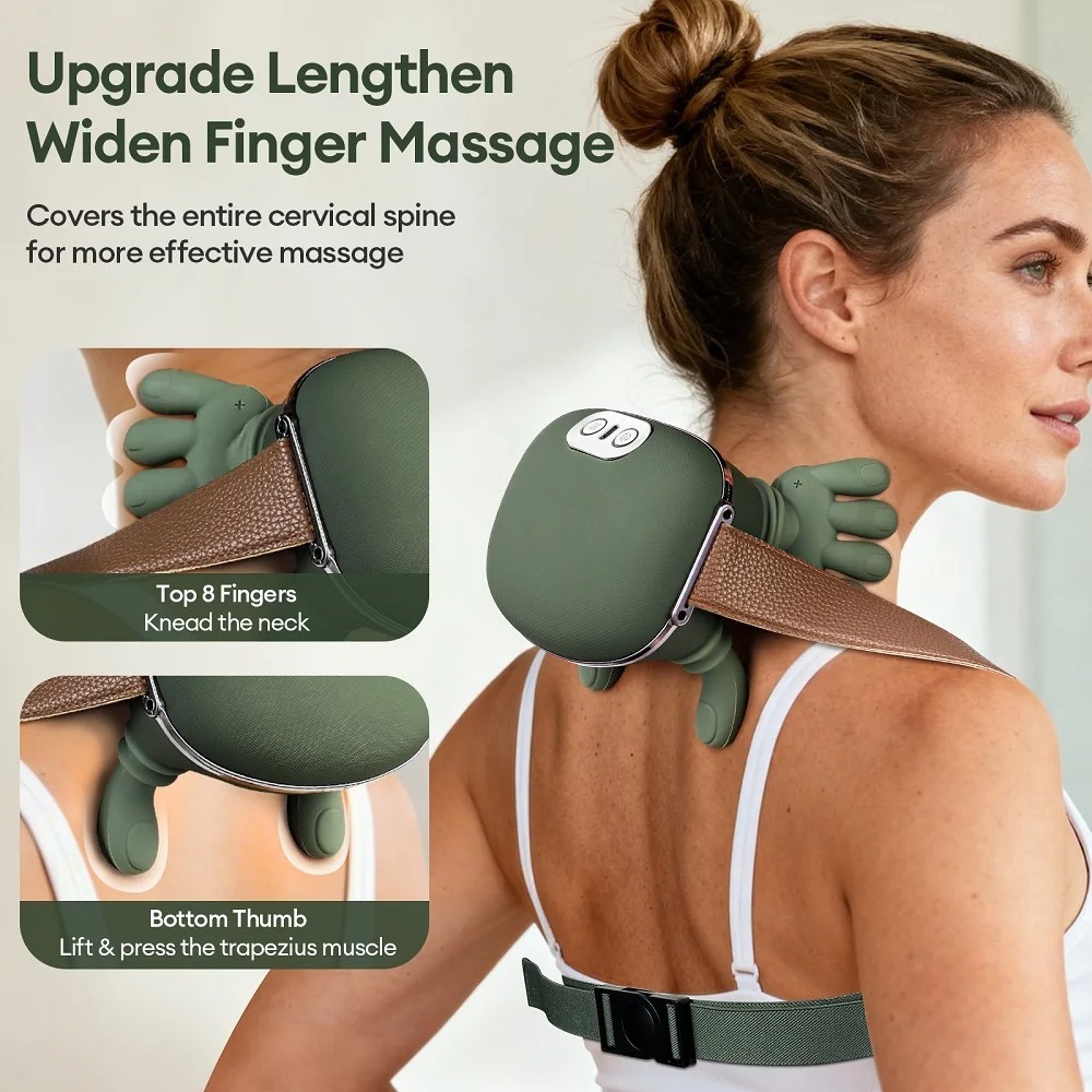 The Zenith Bionic Massage Station in Slate Grey being used on a neck and shoulders.