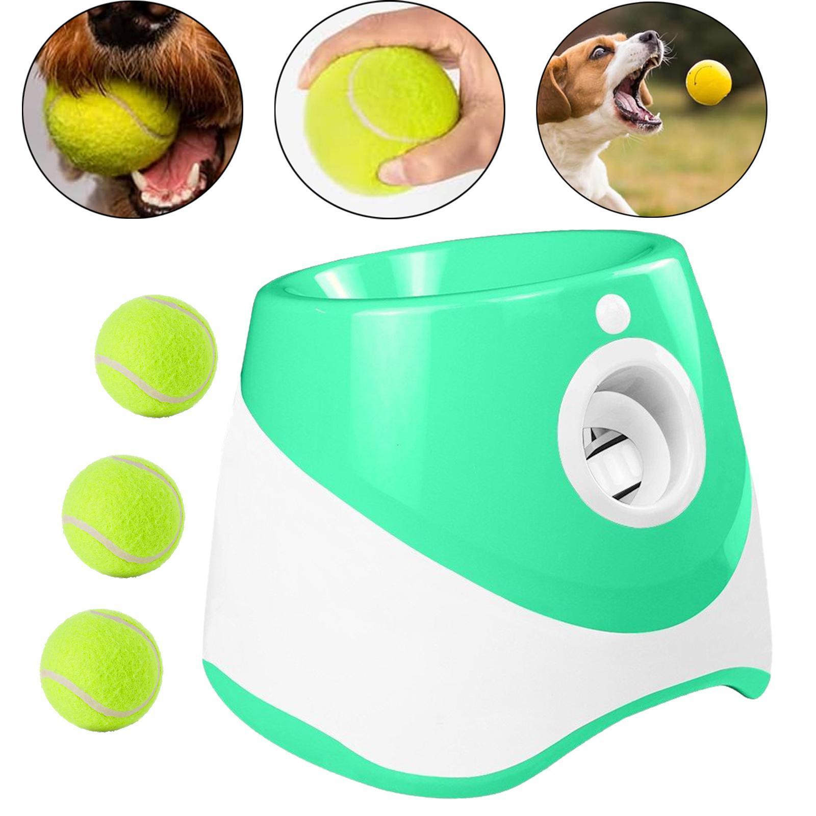 The Apollo Velocity Launch Station in premium white, launching a mini tennis ball in a modern living room. Automatic Ball Launcher for Dogs