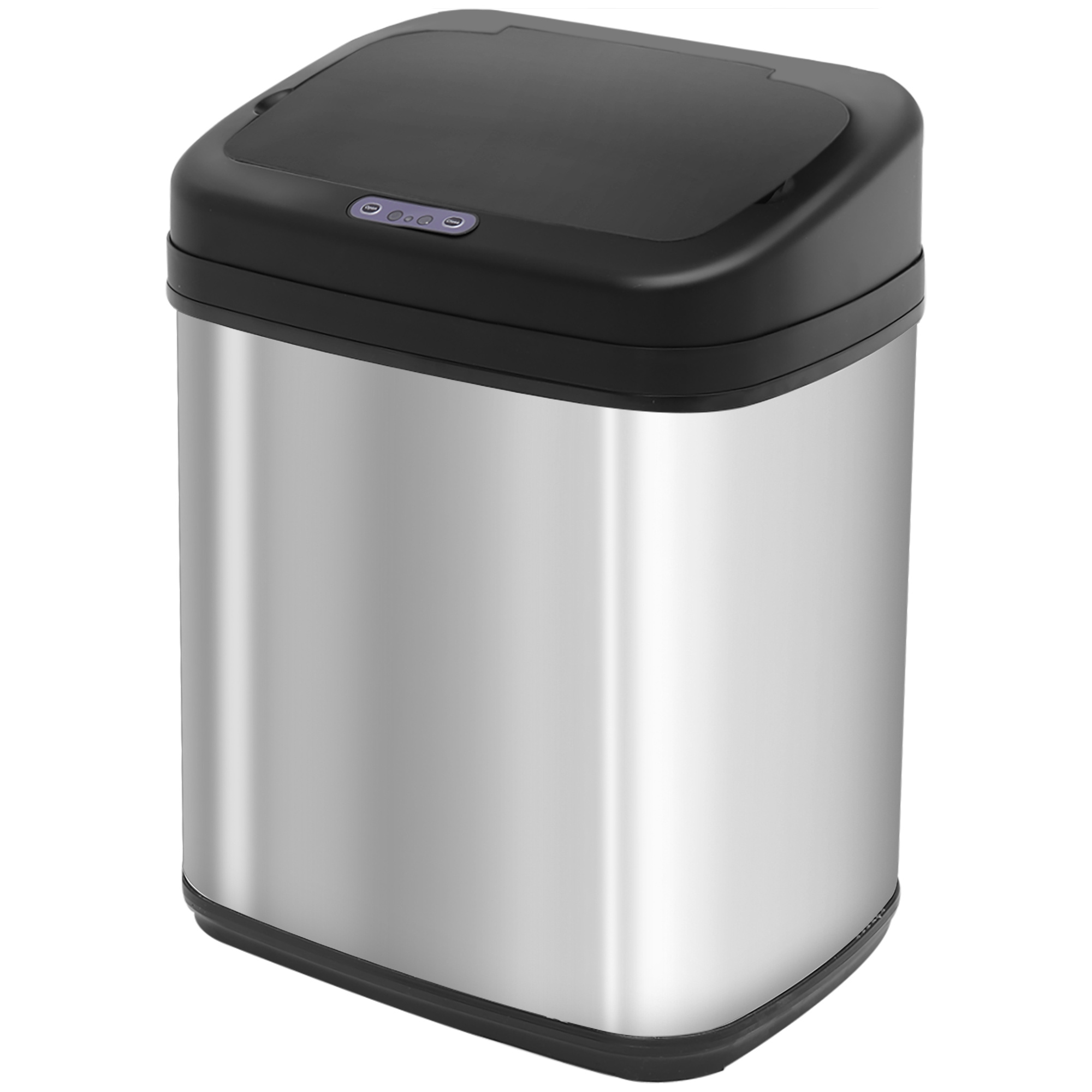 Aura Pro 20L Smart Automatic Sensor Dustbin in mirror-finish stainless steel with a golden retriever dog standing beside it.