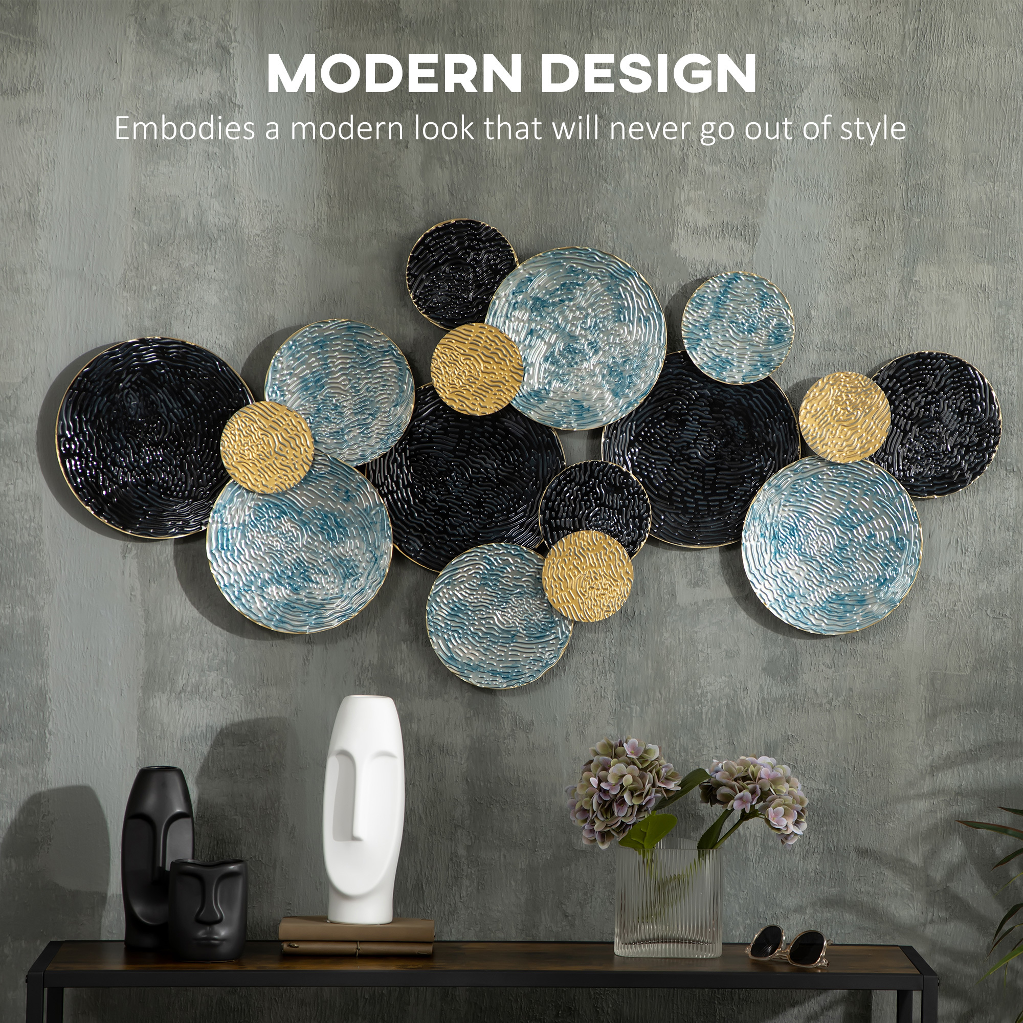 Aura™ 3D Circle Wall Sculpture Aura 3D Circle Wall Sculpture in black blue and gold