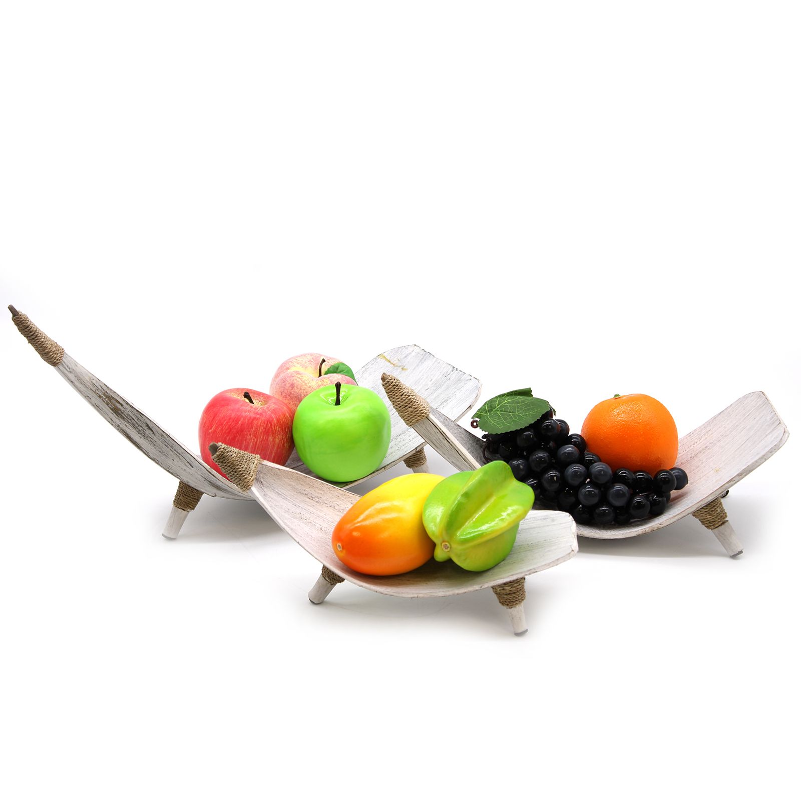 Orion Coconut Leaf Bowl Trio – Whitewash Orion Handcrafted Coconut Leaf Bowl Trio in whitewash finish