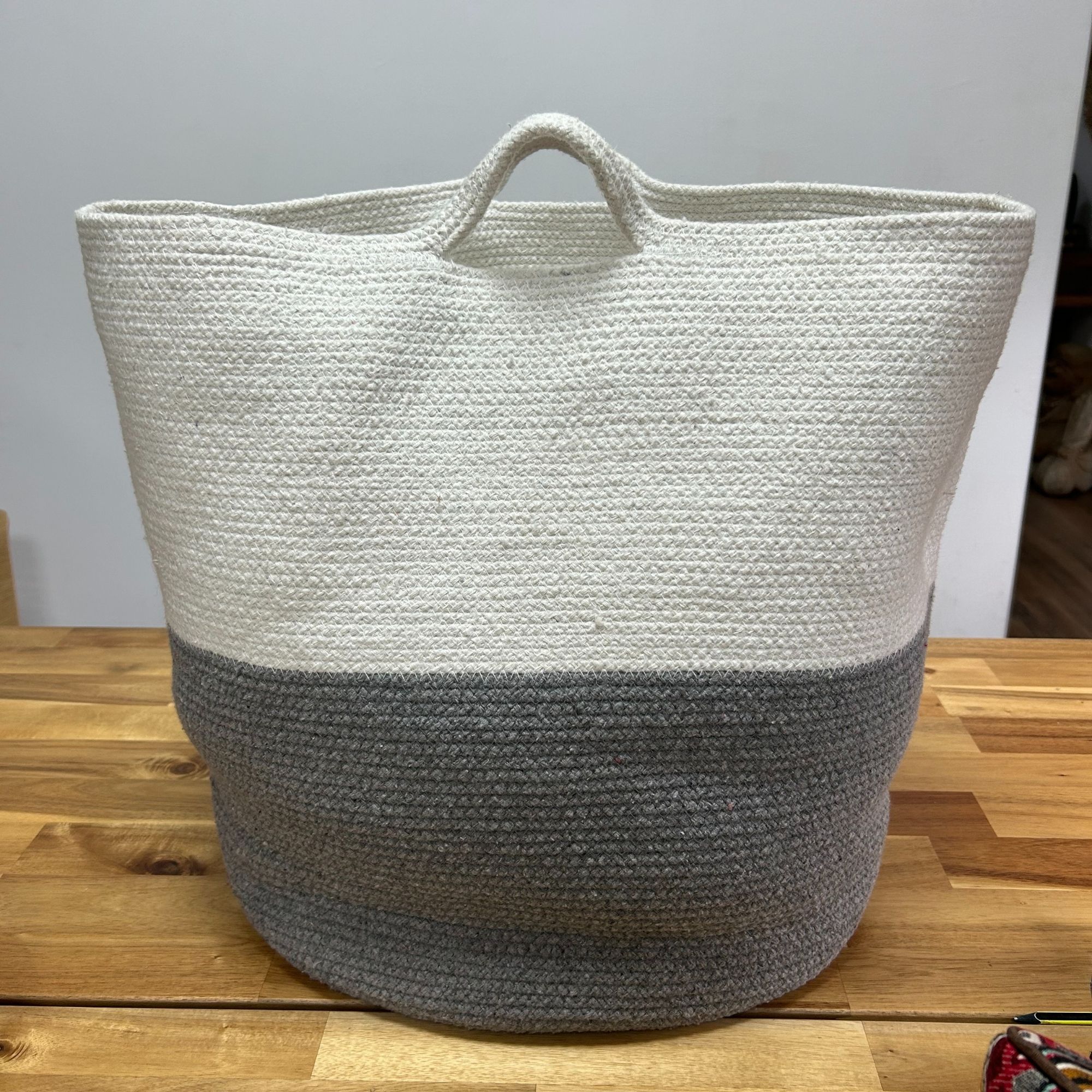 Orion Cotton Rope Big Basket – Grey Orion Handwoven Cotton Rope Big Basket in grey