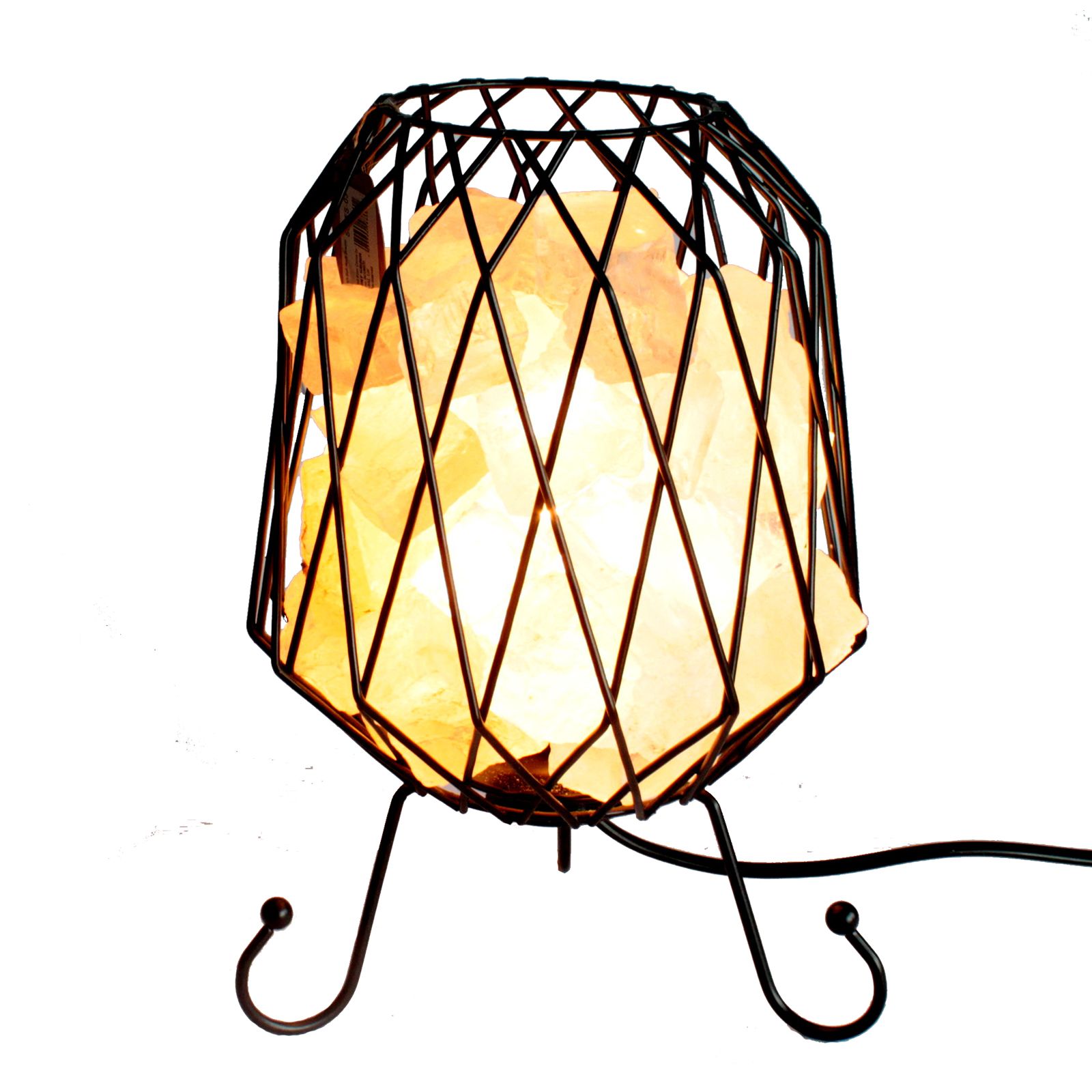 Orion Amber Salt Rock Lamp Mesh diamond design, warm glow