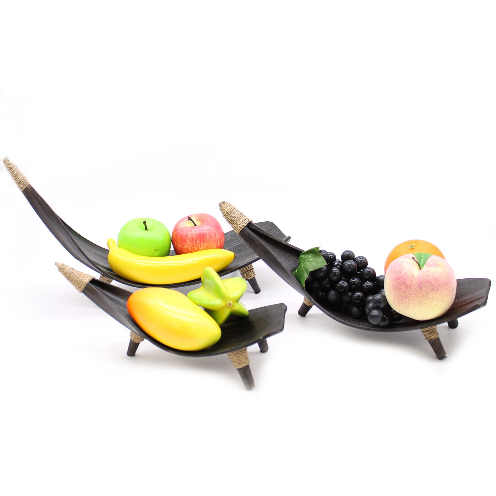 Orion Coconut Leaf Bowl Trio – Chocolate Orion Handcrafted Coconut Leaf Bowl Trio in chocolate finish