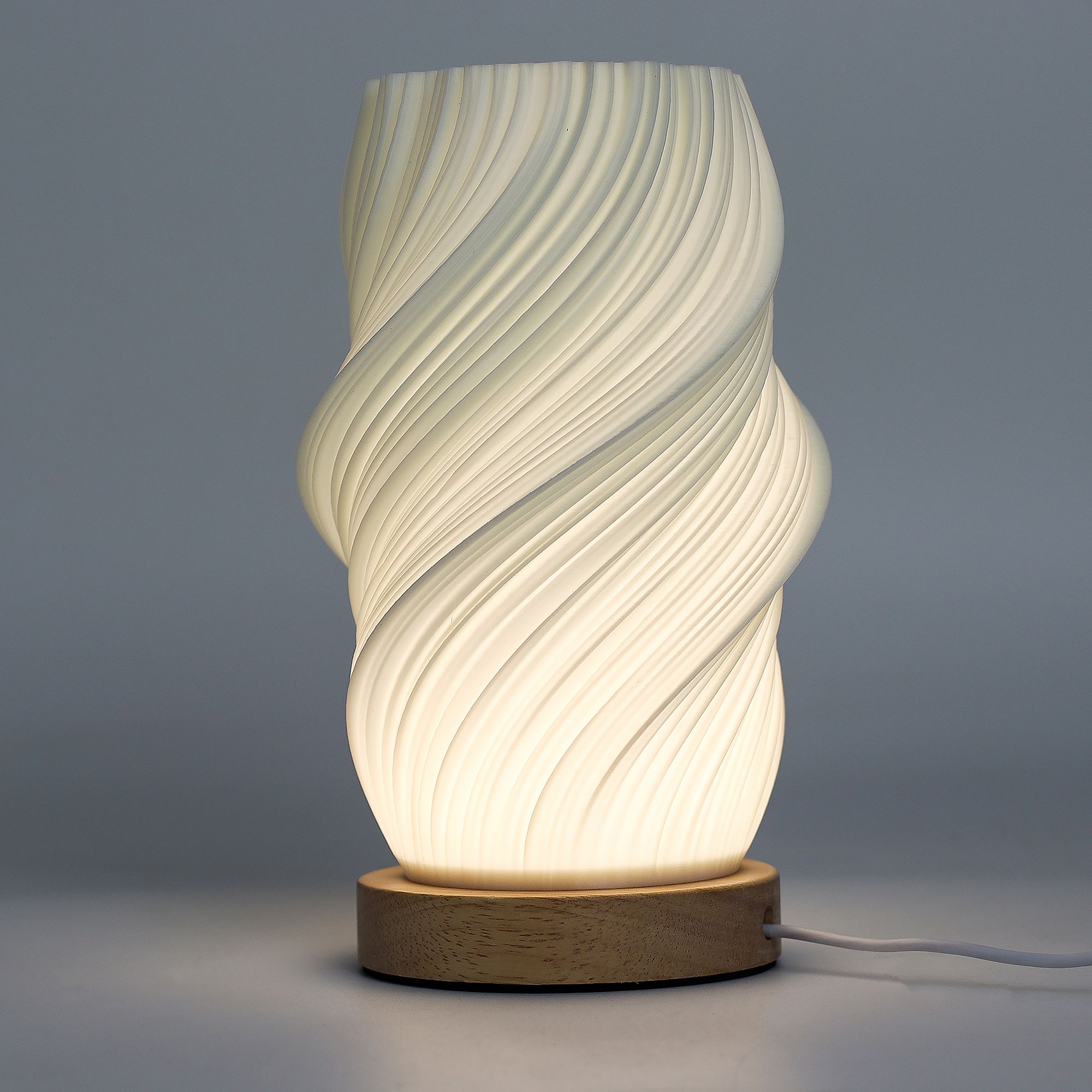 Orion New Wave Sculptural Table Lamp cloud Twisted ribbed design warm glow