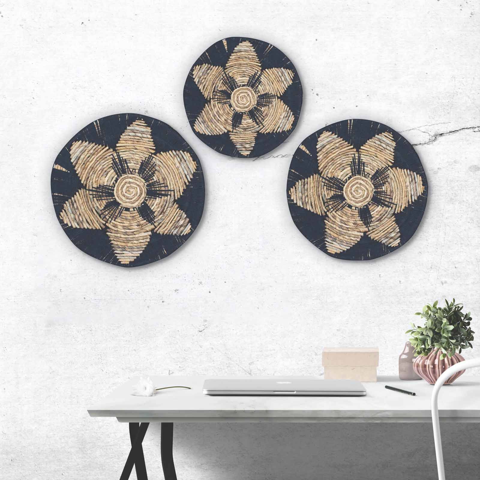 Orion Seagrass Sunburst Wall Art – Black Orion Handcrafted Seagrass Sunburst Wall Art in black
