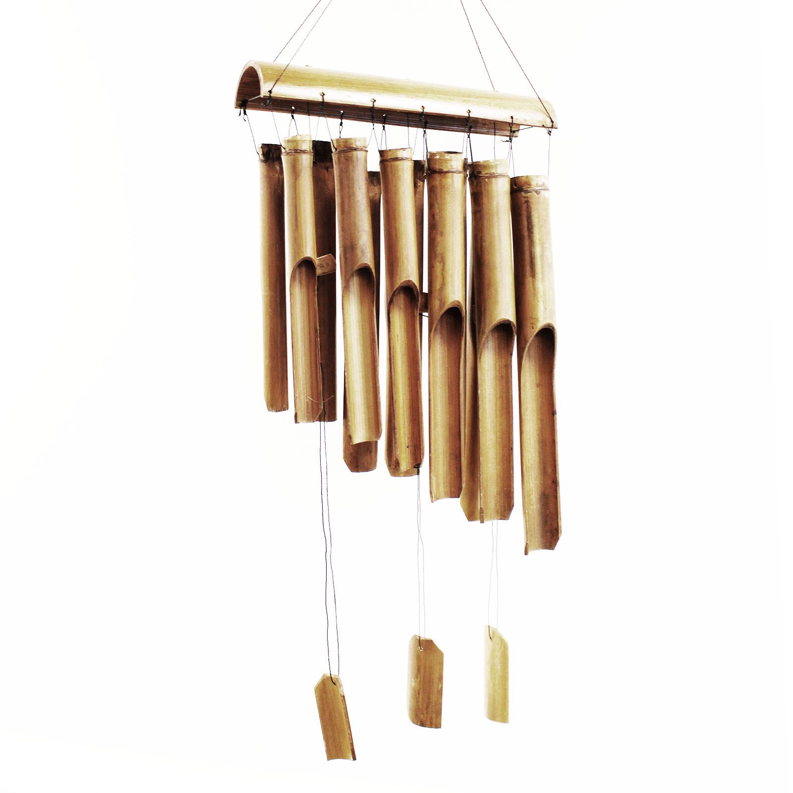Orion Handcrafted Bamboo Wind Chime, 12 tubes, natural finish, hanging outdoors