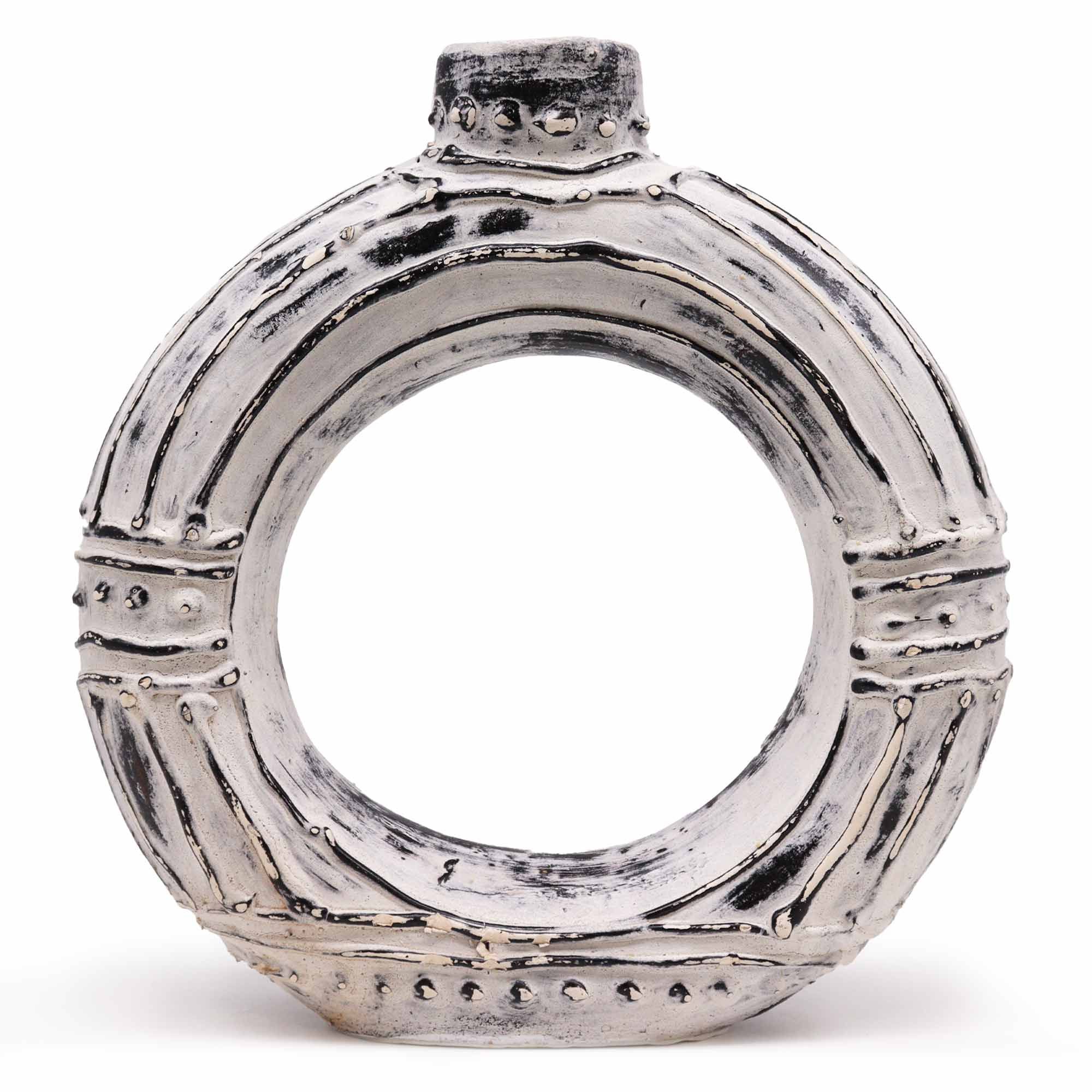 Aura Sculptural Ring Vase in cream terracotta