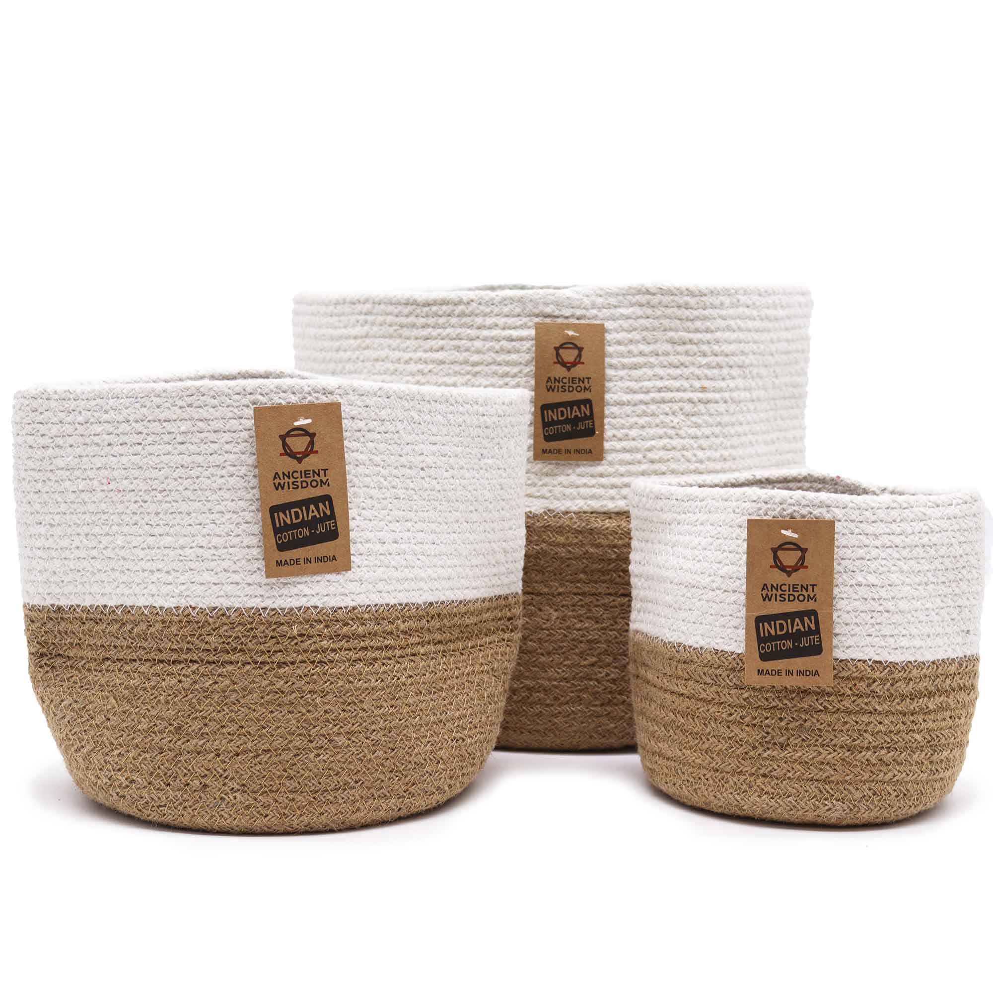 Orion Handwoven Cotton Rope Basket Trio in white